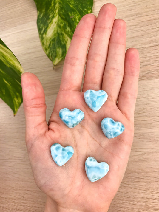 Larimar Heart Carvings (Intuitively Chosen)